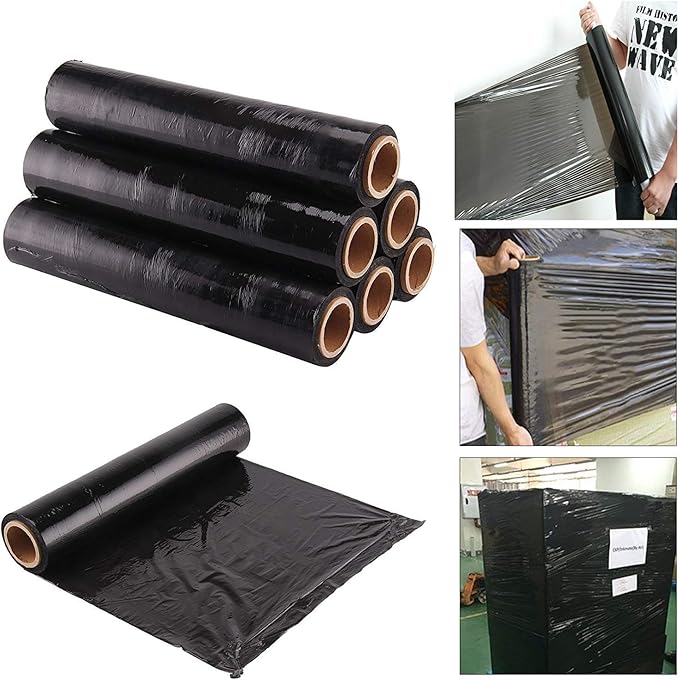 Bestla Heavy Duty Shrink Wrap Roll Cling Film Packaging 500MM x 250M (Pack Of 6) (Black)