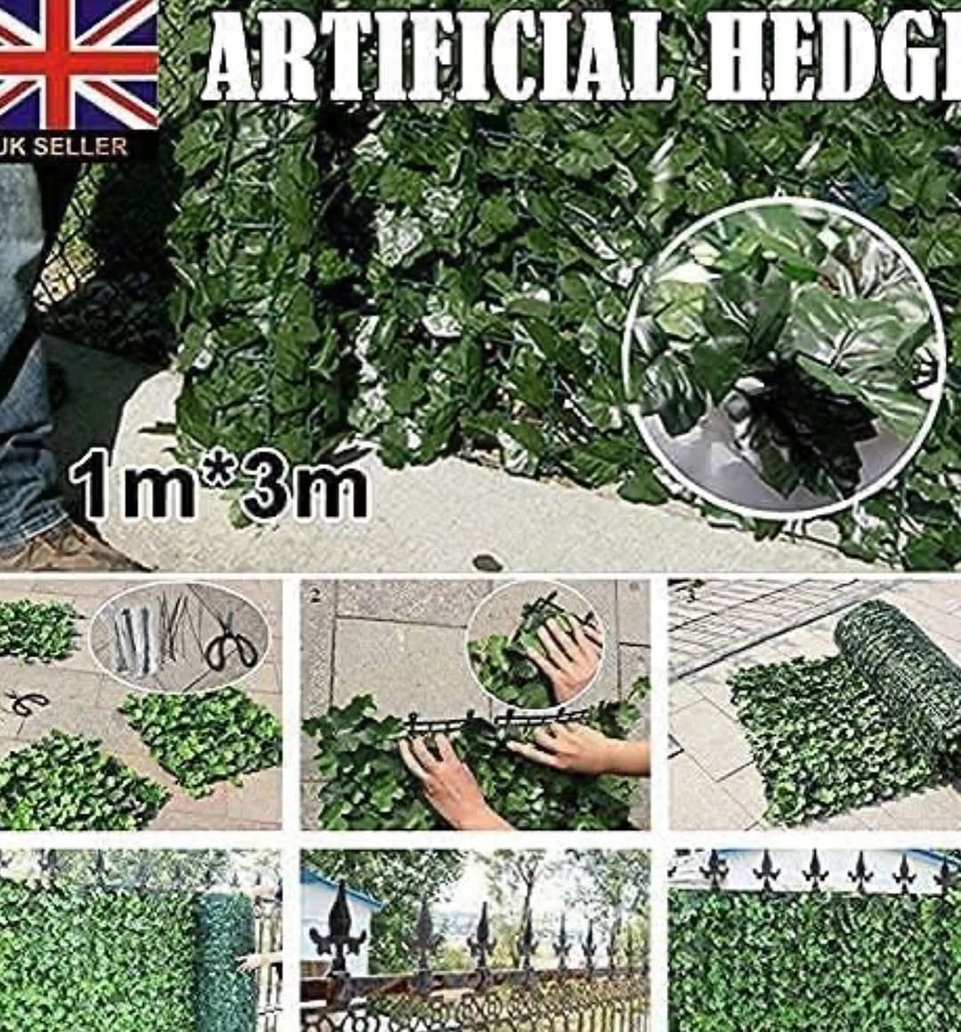 Bestla Ivy Leaves Trellis with Artificial Leaves Hedge Roll, Artificial Ivy Trellis Screening Roll UV Protection Wall Decor for Indoor Outdoor… (3m x 1m, Ivy Hedge Screening)