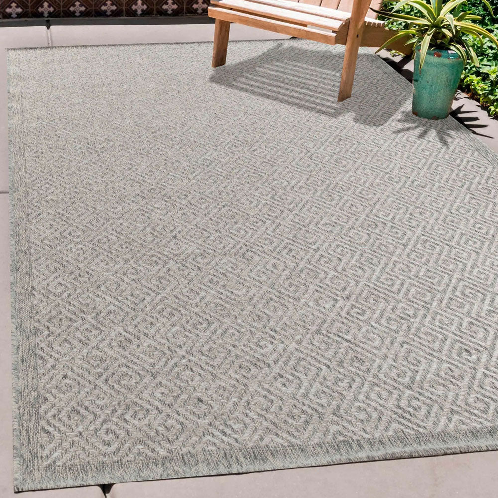 Bestla Harper Greek Key Silver Rug