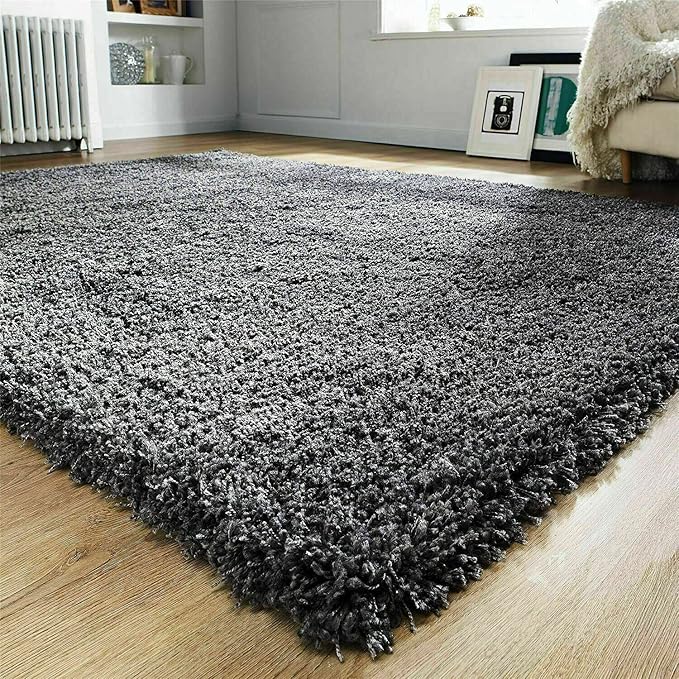 Bestla Salvador EXTRA THICK HEAVY 5CM PILE SOFT SHAGGY RUGS MODERN AREA RUGS BEDROOM HALL RUGS - Dark Grey