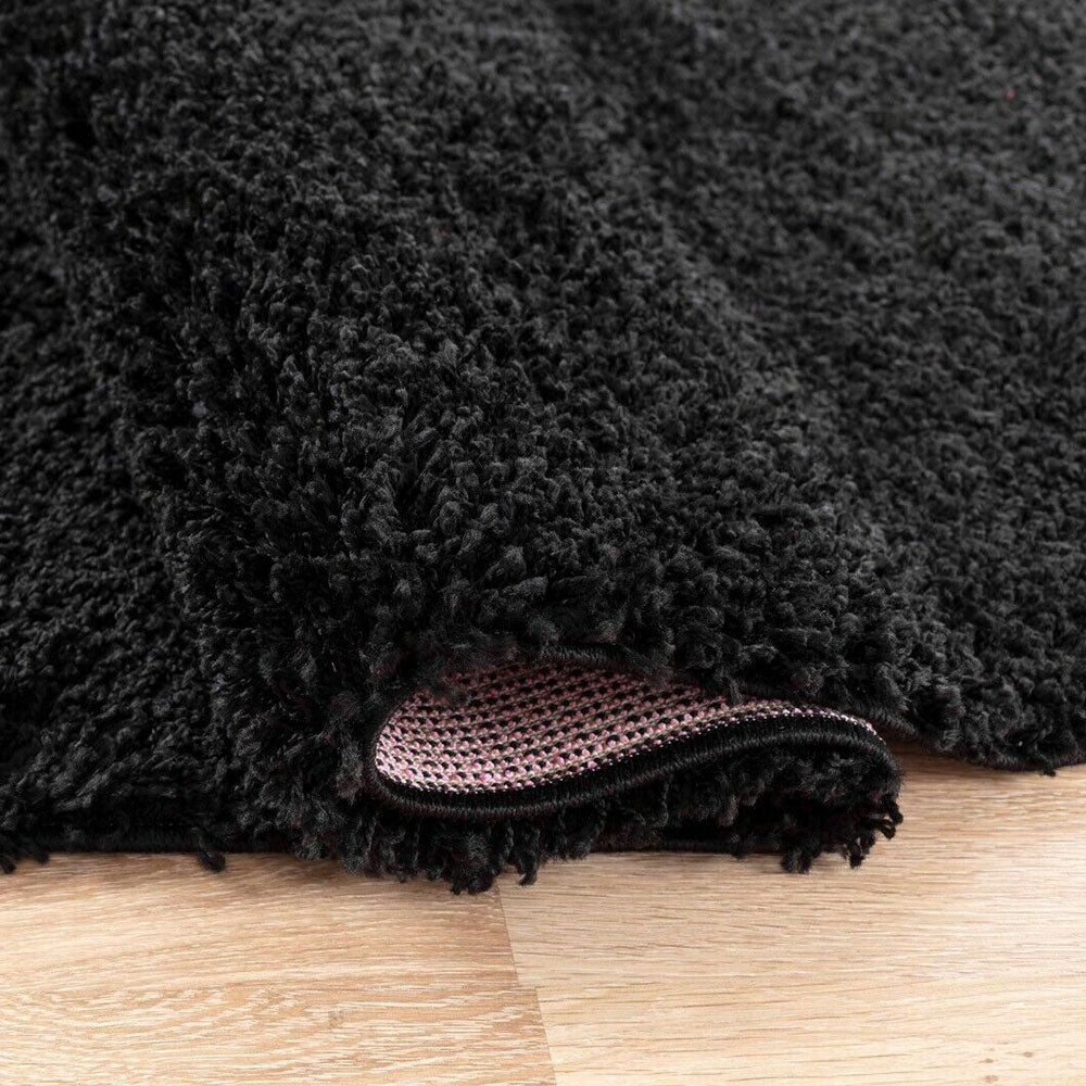 Bestla Salvador EXTRA THICK HEAVY 5CM PILE SOFT SHAGGY RUGS MODERN AREA RUGS BEDROOM HALL RUGS - Black