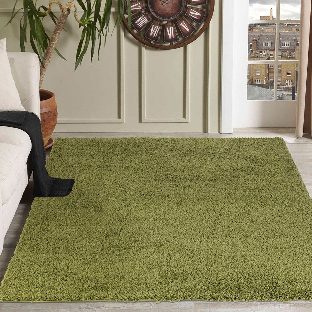 Bestla Salvador EXTRA THICK HEAVY 5CM PILE SOFT SHAGGY RUGS MODERN AREA RUGS BEDROOM HALL RUGS - Green