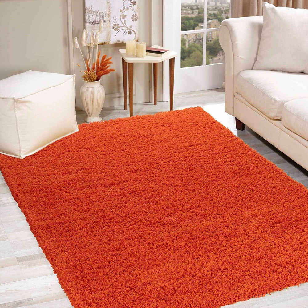 Bestla Salvador EXTRA THICK HEAVY 5CM PILE SOFT SHAGGY RUGS MODERN AREA RUGS BEDROOM HALL RUGS- Orange