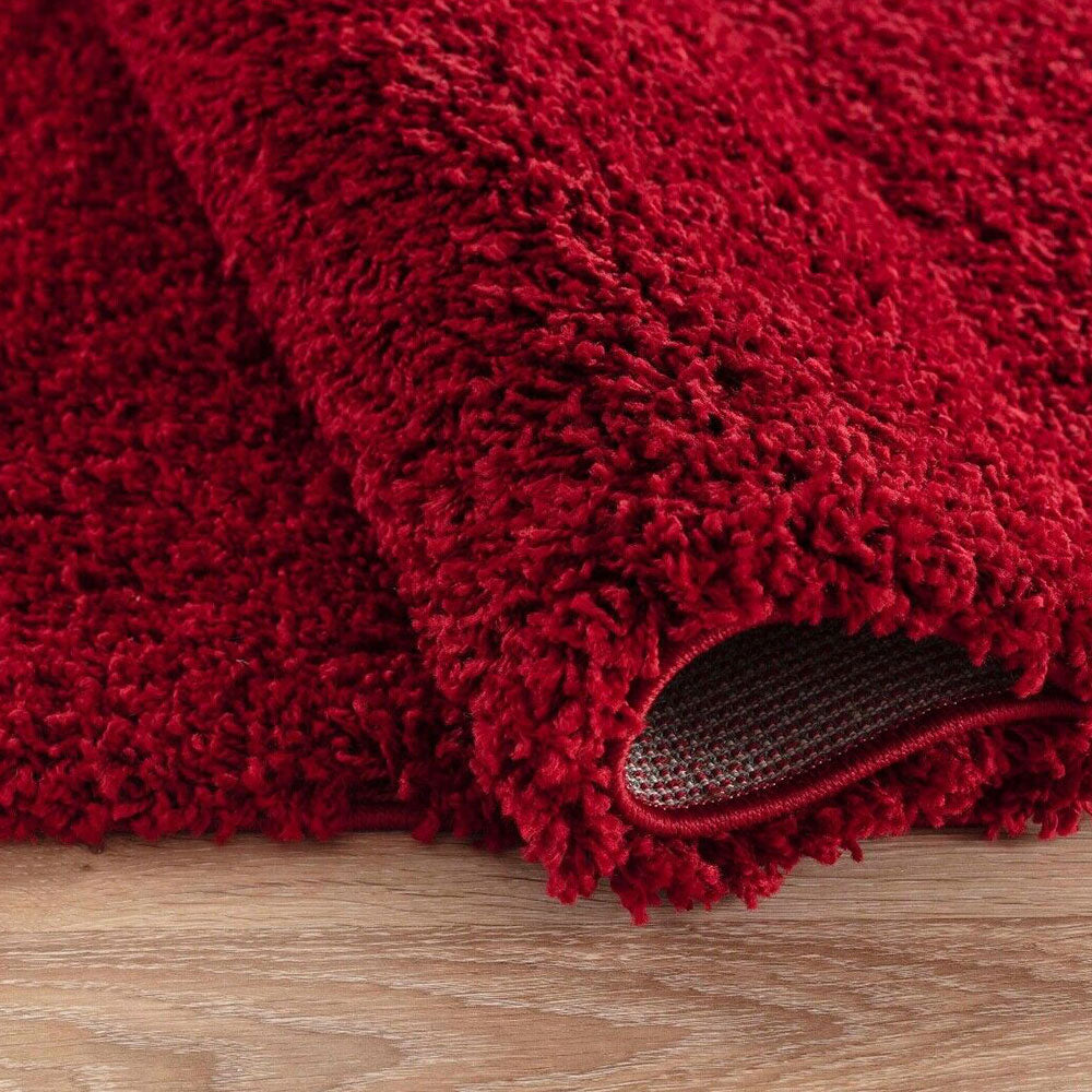Bestla Salvador EXTRA THICK HEAVY 5CM PILE SOFT SHAGGY RUGS MODERN AREA RUGS BEDROOM HALL RUGS - Red