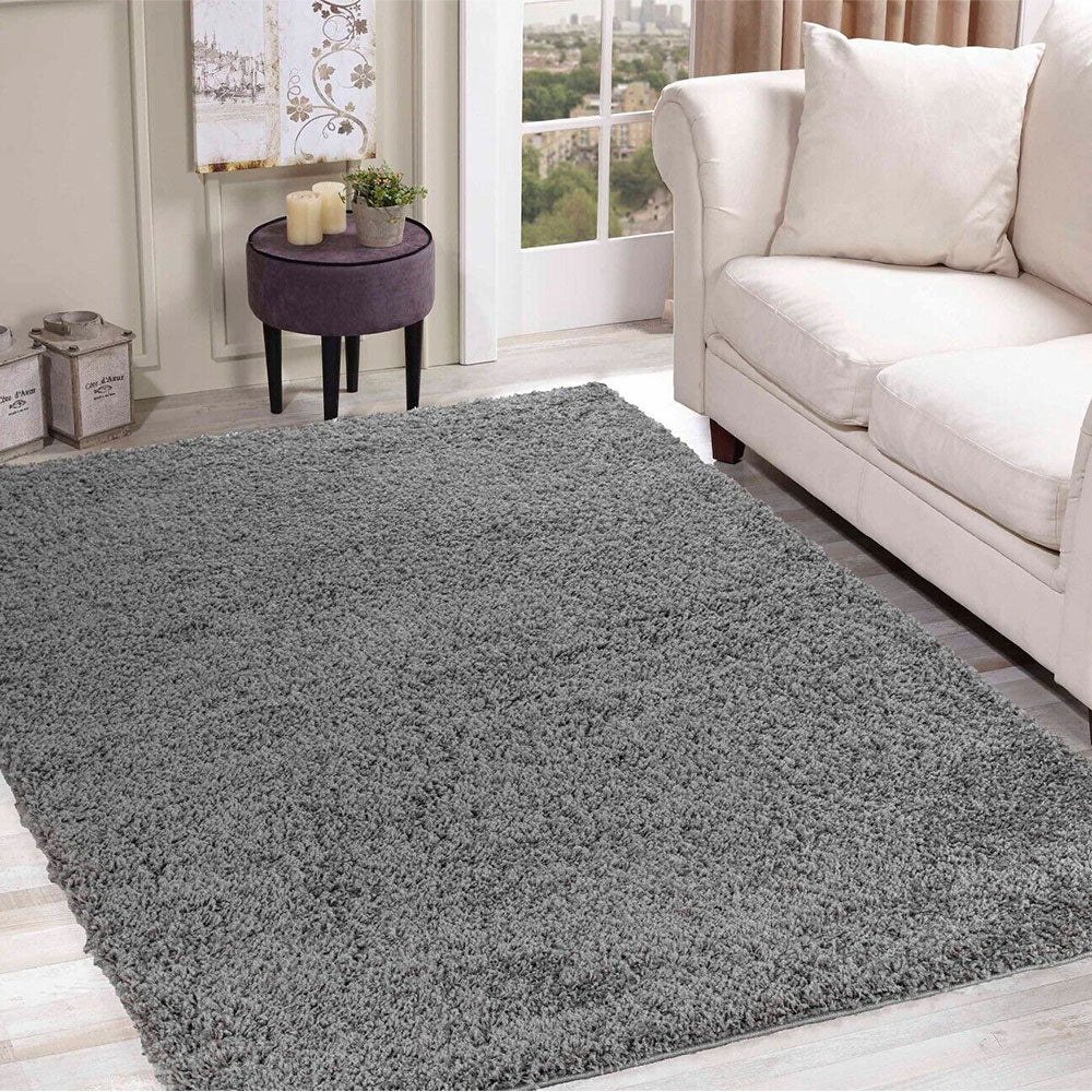 Bestla Salvador EXTRA THICK HEAVY 5CM PILE SOFT SHAGGY RUGS MODERN AREA RUGS BEDROOM HALL RUGS - Silver Grey