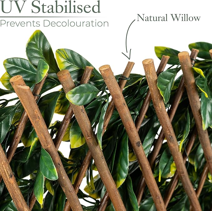 Bestla Expanding Artificial Trellis Fake Laurel Leaf Hedge Garden Privacy Screening 1m x 2m (4 Pack)