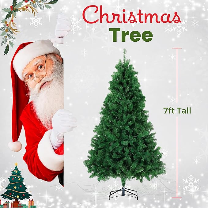 Bestla 6ft Artificial Christmas Tree Decorations - Xmas Tree with 800 Tips & Foldable Metal Stand - Holiday Decorative Green Tree for Home Office Indoor Outdoor Decor
