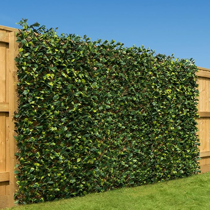 Bestla Expanding Artificial Trellis Fake Laurel Leaf Hedge Garden Privacy Screening 1m x 2m (4 Pack)