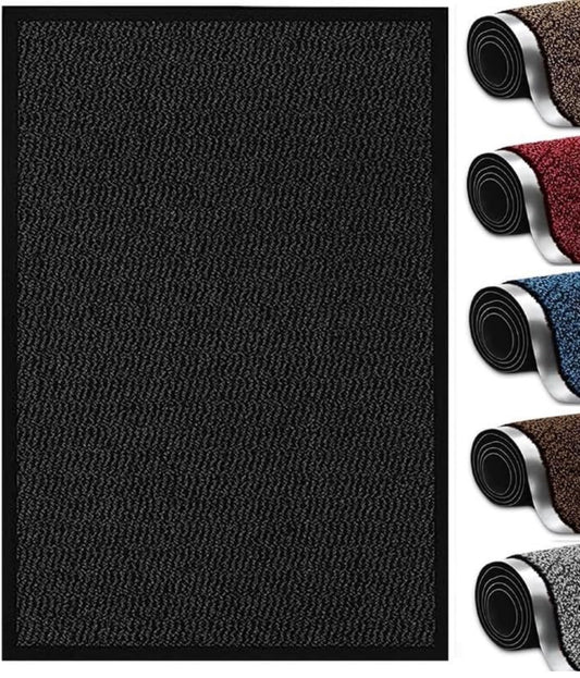 Bestla Washable Door Mats Indoor & Outdoor - Non-Slippery Heavy Duty - Stylish & Large Rubber - Perfect Dust Grabbing Doormats - Anthracite