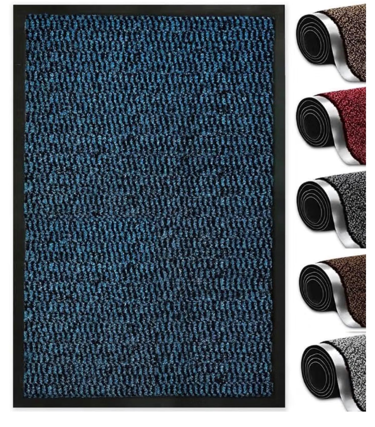 Bestla Washable Door Mats Indoor & Outdoor -Non-Slippery Heavy Duty -Stylish & Large Rubber -Perfect Dust Grabbing Doormats - Blue