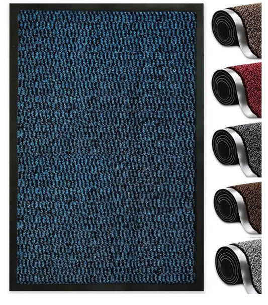 Bestla Washable Door Mats Indoor & Outdoor -Non-Slippery Heavy Duty -Stylish & Large Rubber -Perfect Dust Grabbing Doormats - Blue