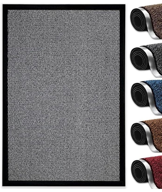 Bestla Leyla Heavy Duty Doormat with Rubber Edges - Silver Grey