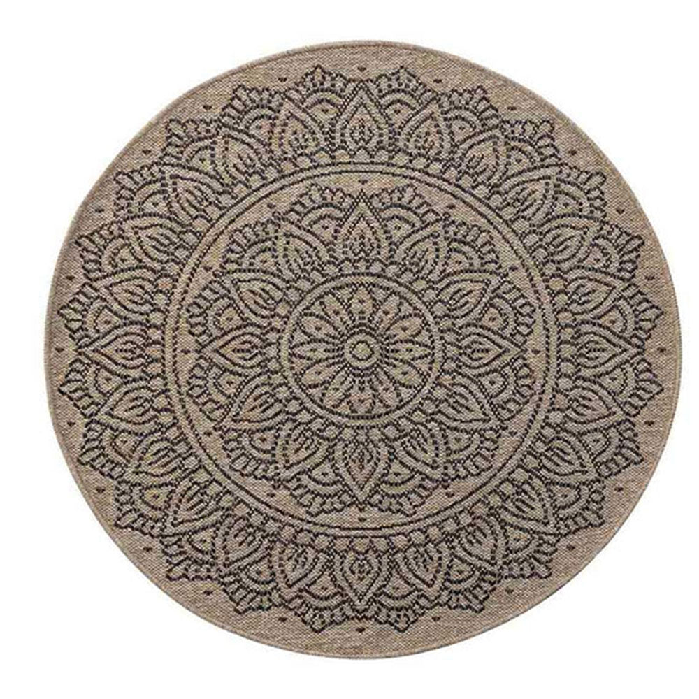 Harper Round Rug Floral Black - 120 x 120 cm