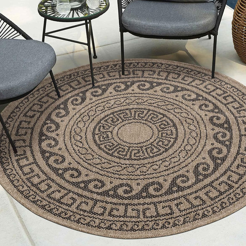 Harper Round Rug Greek Black - 120 x 120 cm