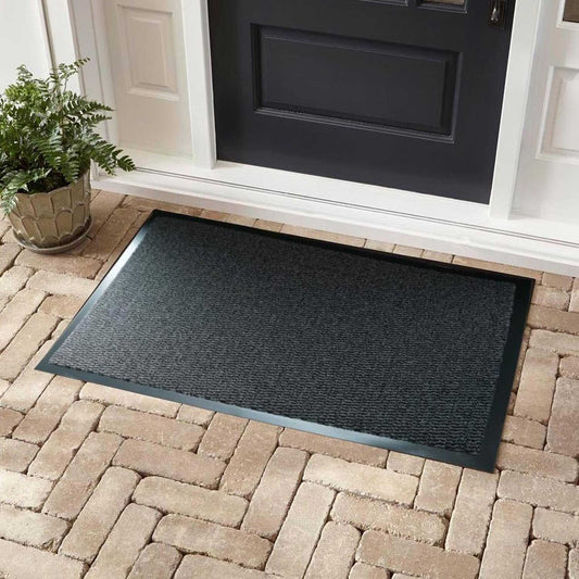 Leyla Heavy Duty Doormat with Rubber Edges - Anthracite