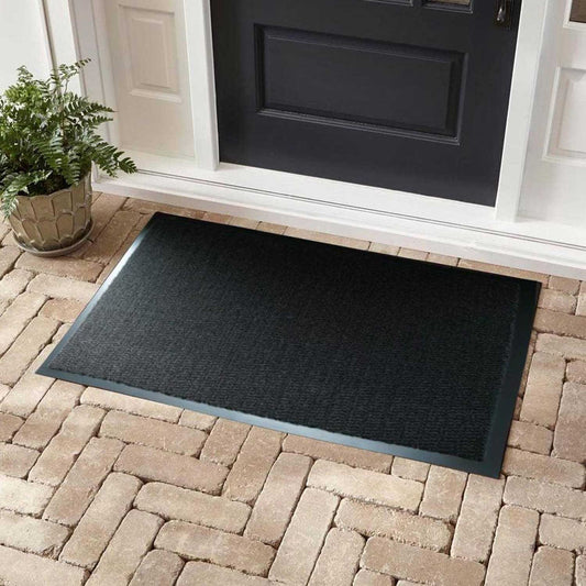 Leyla Heavy Duty Doormat with Rubber Edges - Charcoal