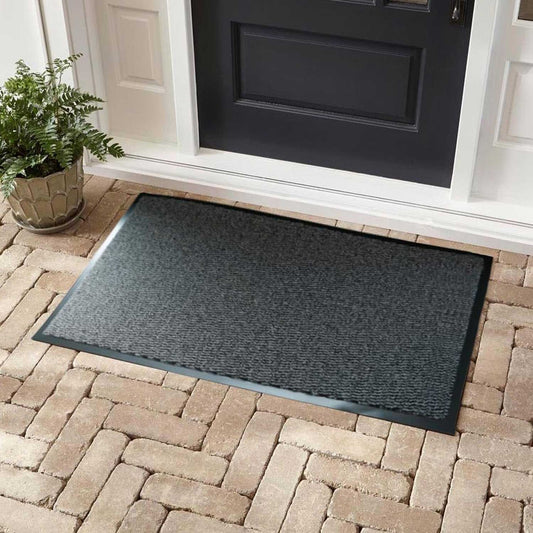 Leyla Heavy Duty Doormat with Rubber Edges - Silver Grey