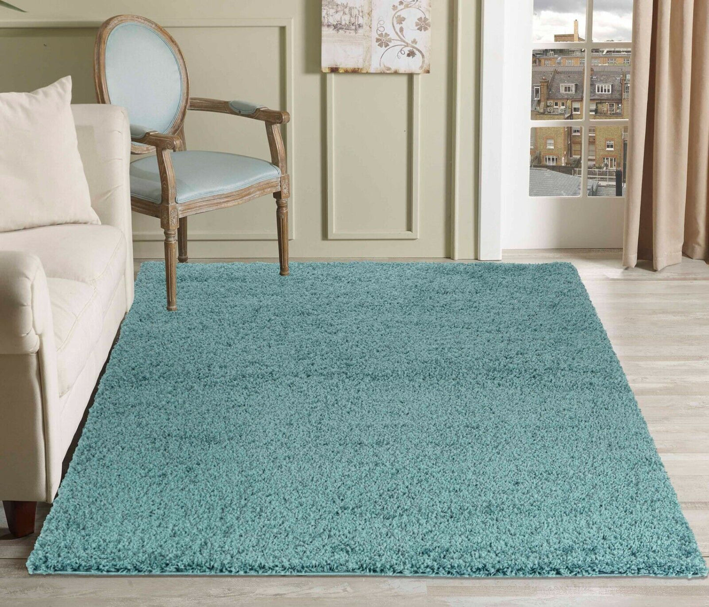 Salvador Oxford Shaggy Rug - Duck Egg Blue