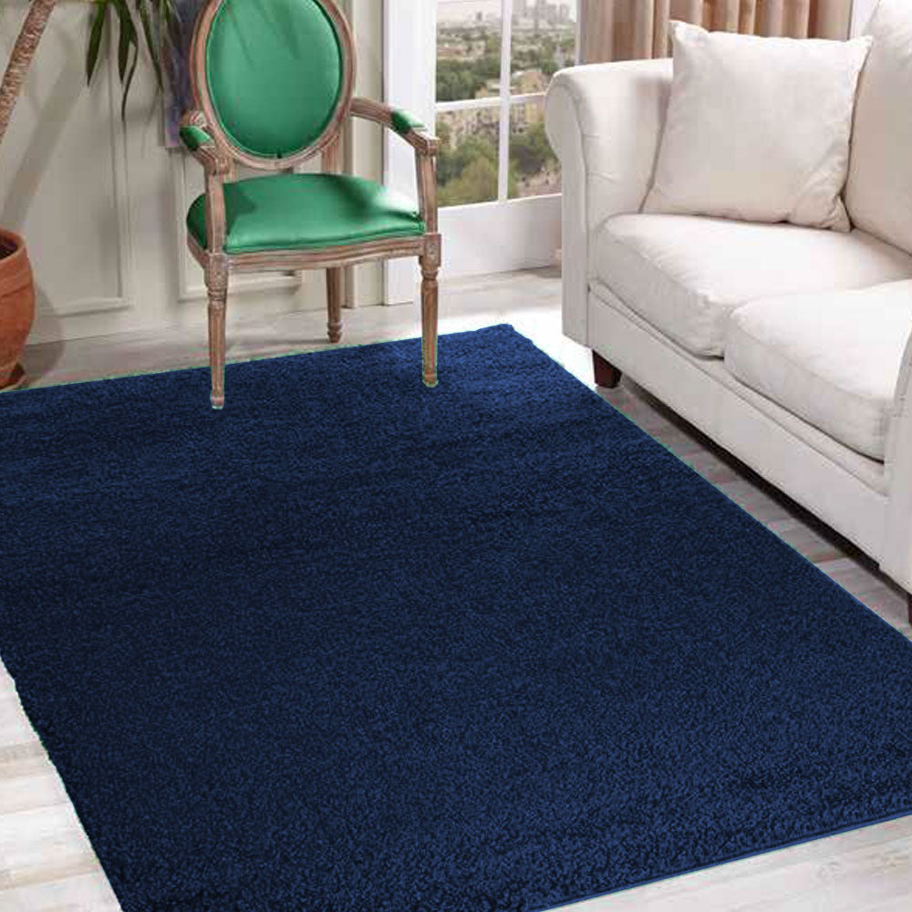 Salvador Oxford Shaggy Rug - Navy Blue